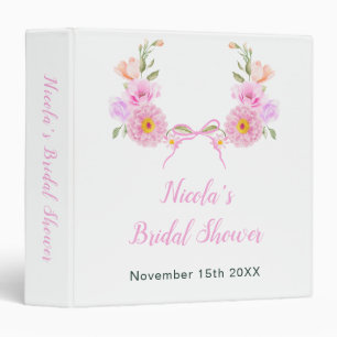 Pink Floral Ribbon Bridal Shower Photo Album Binder