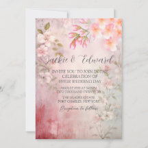 Pink Floral Romantic QR Code Wedding