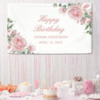 Pink Floral Rose Birthday Plate