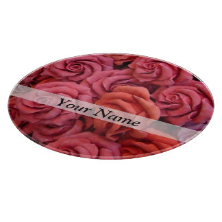 Pink floral roses cutting board