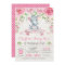 Pink Floral Roses Elephant Birthday Party Invite