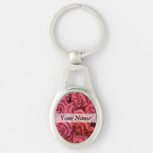Pink floral roses keychain