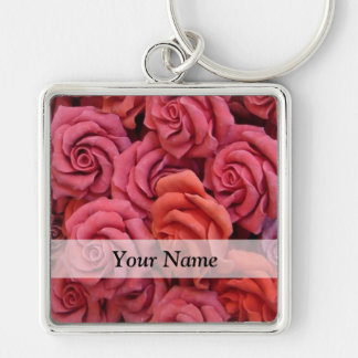 Pink floral roses keychain