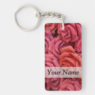 Pink floral roses keychain