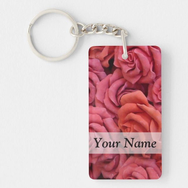 Pink floral roses keychain (Front)