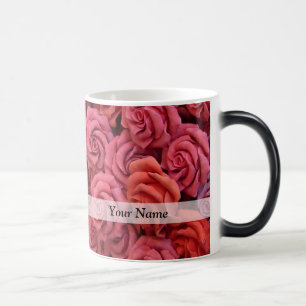 Pink floral roses magic mug