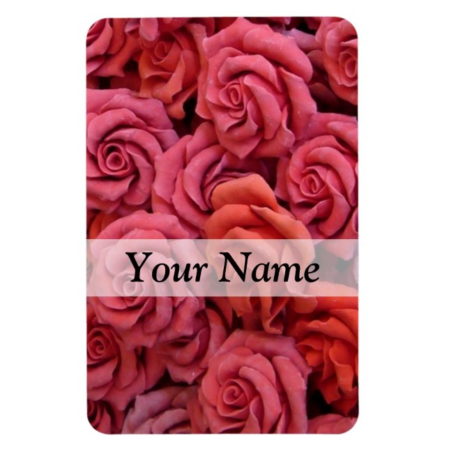Pink floral roses magnet (Vertical)