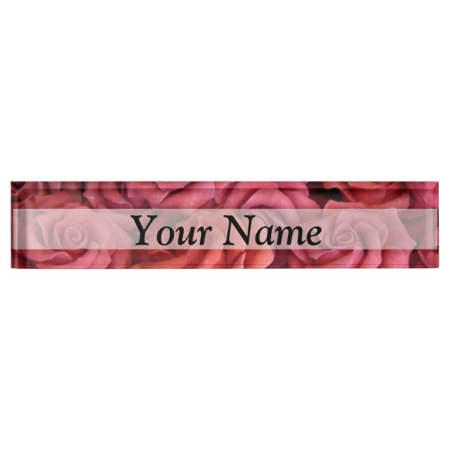 Pink floral roses nameplate (Front)