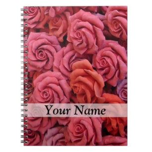 Pink floral roses notebook