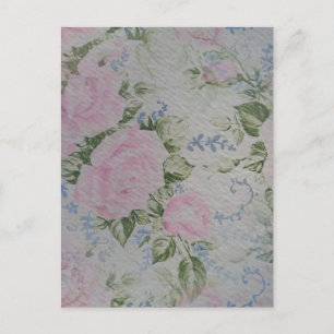 Pink Floral Roses Vintage Postcard