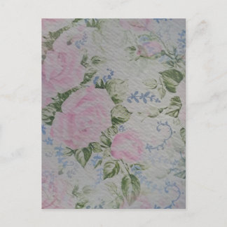 Pink Floral Roses Vintage Postcard