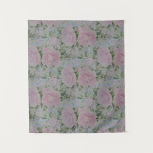Pink Floral Roses Vintage Tapestry