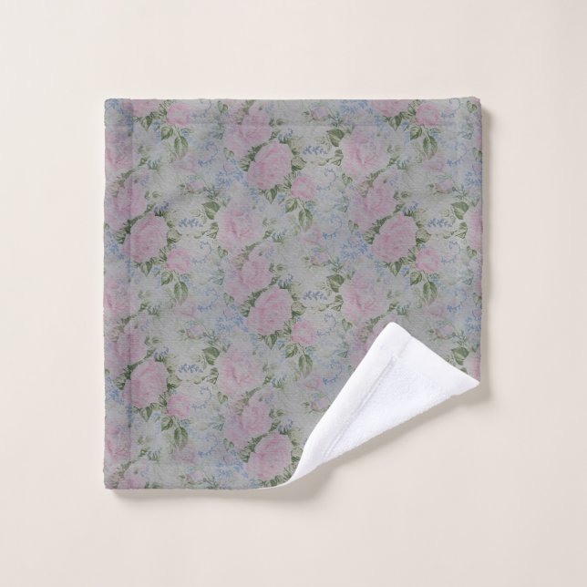 Pink Floral Roses Vintage Wash Cloth (Wash Cloth)