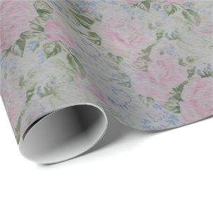 Pink Floral Roses Vintage Wrapping Paper