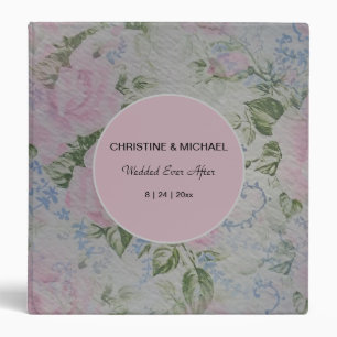 Pink Floral Roses Wedding Vintage Binder