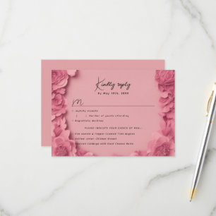 Pink floral RSVP w meal choices
