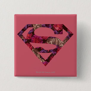 Pink Floral S-Shield 2 Inch Square Button