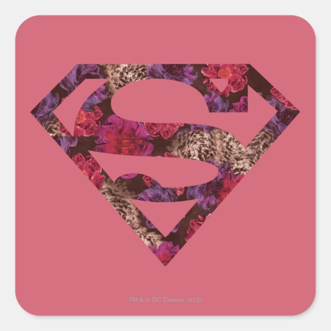 Pink Floral S-Shield Square Sticker (Front)