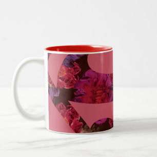 Pink Floral S-Shield Two-Tone Coffee Mug