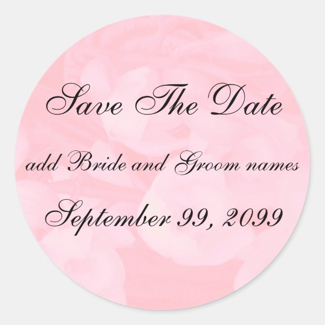 Pink Floral Save The Date Reminders Classic Round Sticker (Front)
