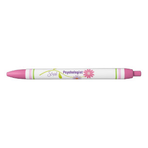 Pink Floral School Psychologist Pen