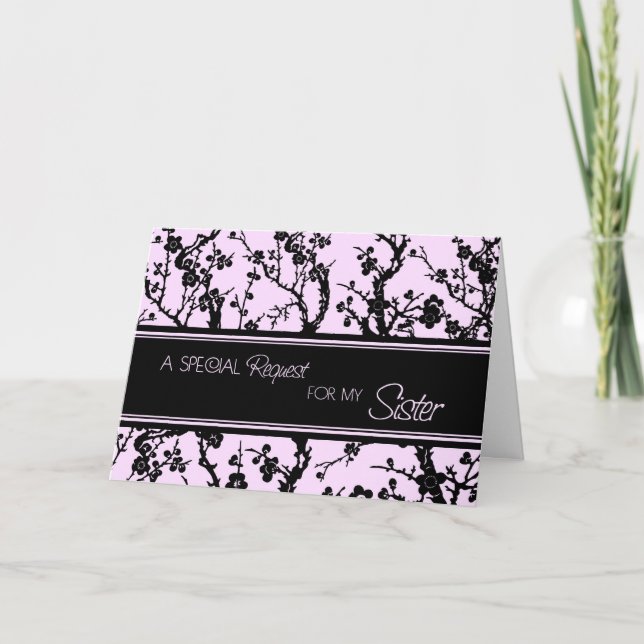 Pink Floral Sister Maid of Honor Invitation Card (Front)