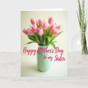 Pink Floral Sisters Day Card