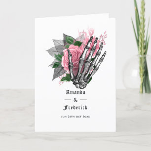 Pink Floral Skeleton Programme de mariage gothique