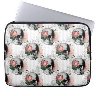Pink Floral Skull Series Design 2 Laptop Sleeve