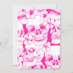 pink floral Skulls Invitation