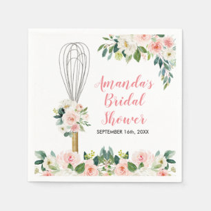 Pink Floral Soon to be Whisked Away Bridal Shower  Napkin