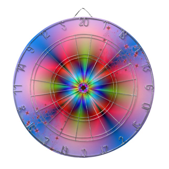 Pink Floral Spray on Blue  Dartboard (Front)