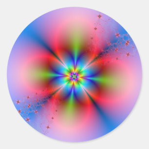 Pink Floral Spray on Blue  Sticker