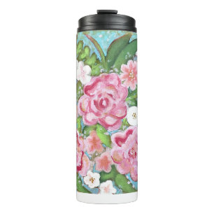 Pink Floral Spring Blooms Thermal Tumbler