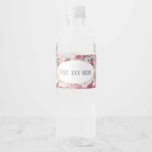 pink floral spring flower water bottle label