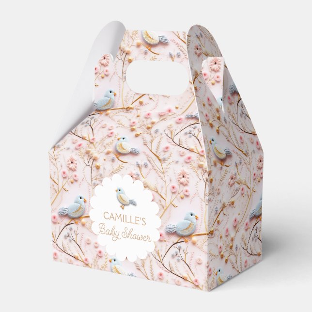 Pink Floral Spring Girl Baby Shower Favor Box (Front Side)