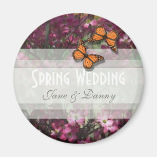 Pink Floral Spring Wedding Magnet