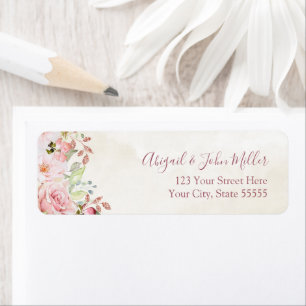 Pink Floral Spring Wedding Return Address Labels