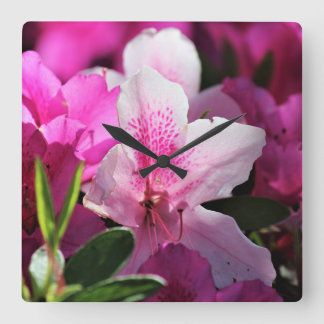 Pink Floral Square Wall Clock