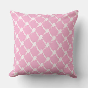Pink Floral Squared Diagonal Home Collection Throw Pillow