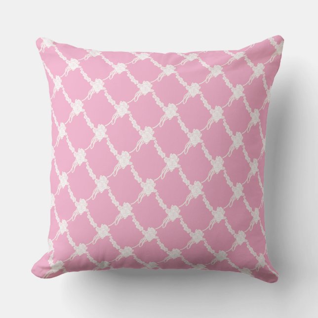 Pink Floral Squared Diagonal Home Collection  Throw Pillow (Front)