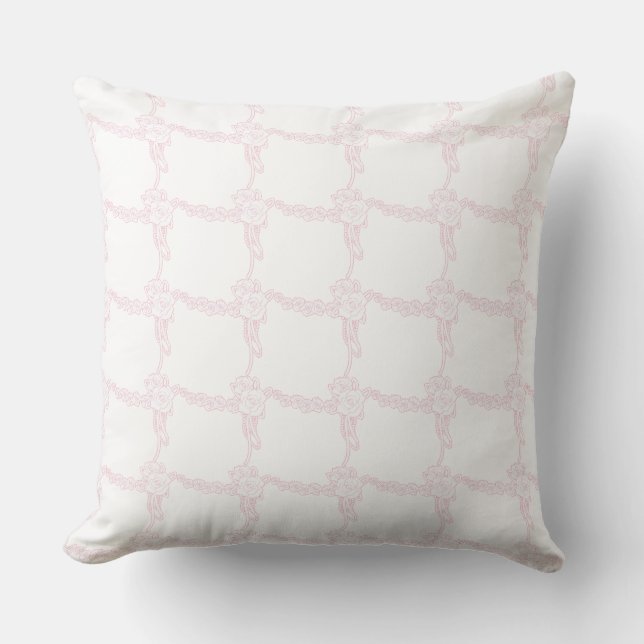 Pink Floral Squared Home Collection  Throw Pillow (Front)