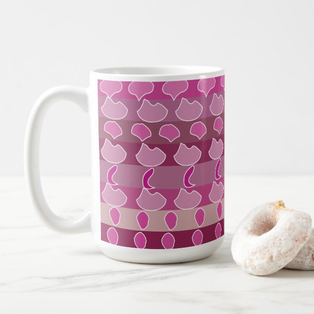 Pink Floral Stripe Coffee Mug (With Donut)