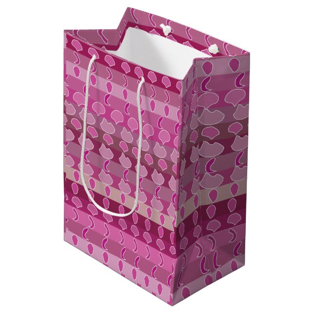 Pink Floral Stripe Medium Gift Bag (Front Angled)