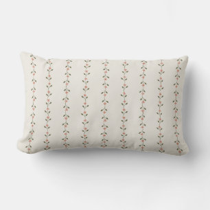 Pink Floral Stripe Minimalist Throw Pillow