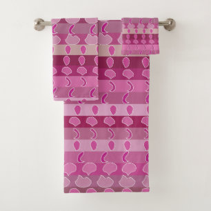 Pink Floral Stripe Pattern  Bath Towel Set