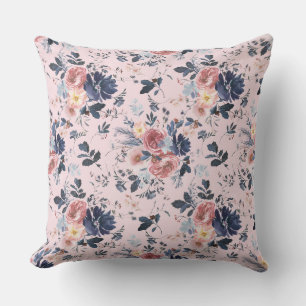 Pink Floral/Stripe Throw Pillow