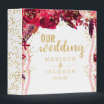 Pink Floral Stripes & Gold Wedding Photo Album Binder<br><div class="desc">Pink Floral Stripes & Gold Confetti Watercolor Floral Wedding Monogram Photo Album With trendy brush script font! ~ Check my shop to see the entire wedding suite for this design!</div>