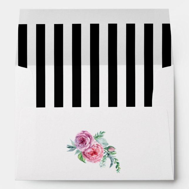 Pink Floral & Stripes Summer Rose Envelope (Back (Bottom))