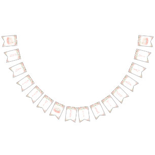 Pink Floral Swan Princess Happy Birthday Bunting  Flags